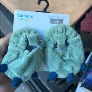 Carter's Green Dinosaur Baby Slippers